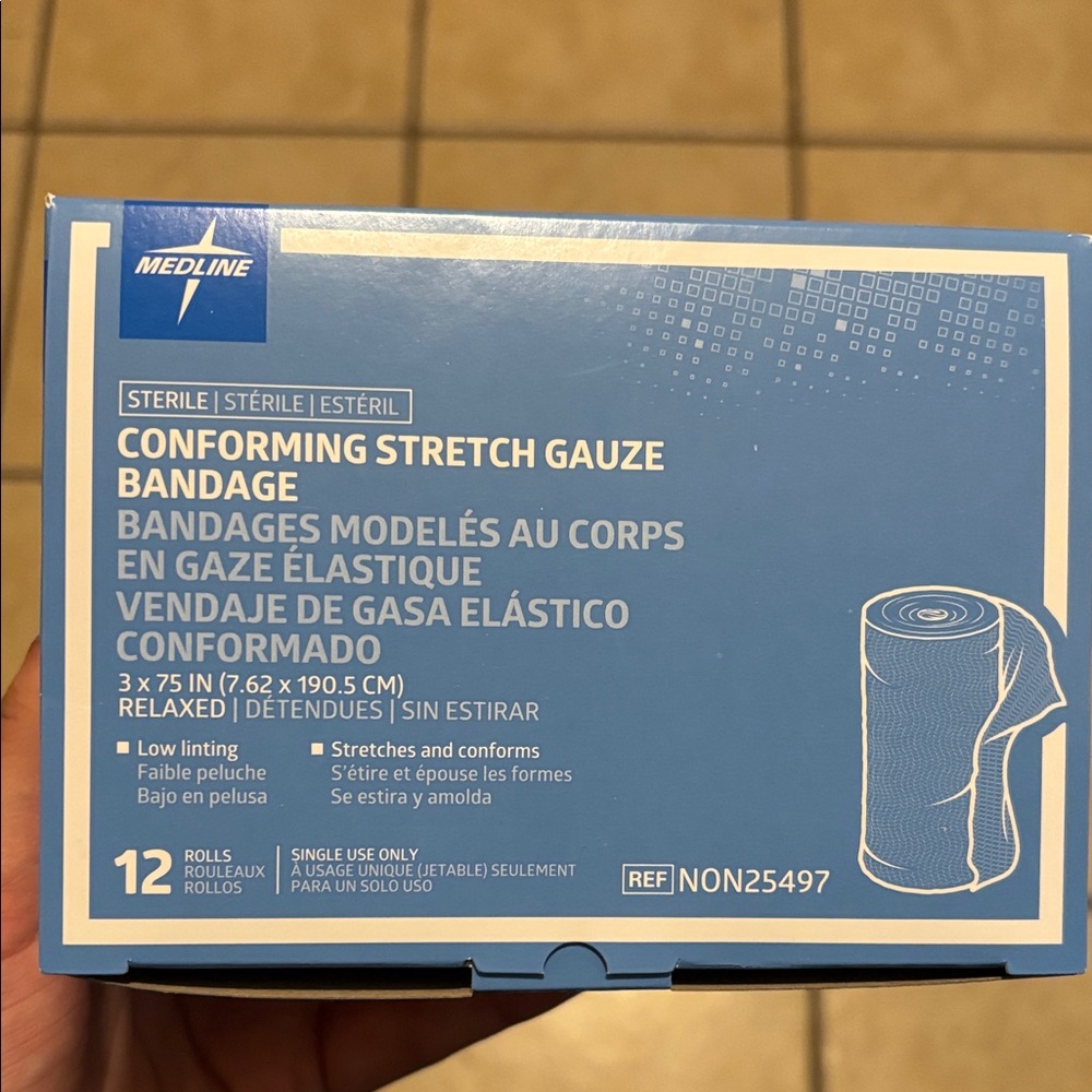 Medline Blue Conforming Stretch Gauze Bandage - 12 Rolls